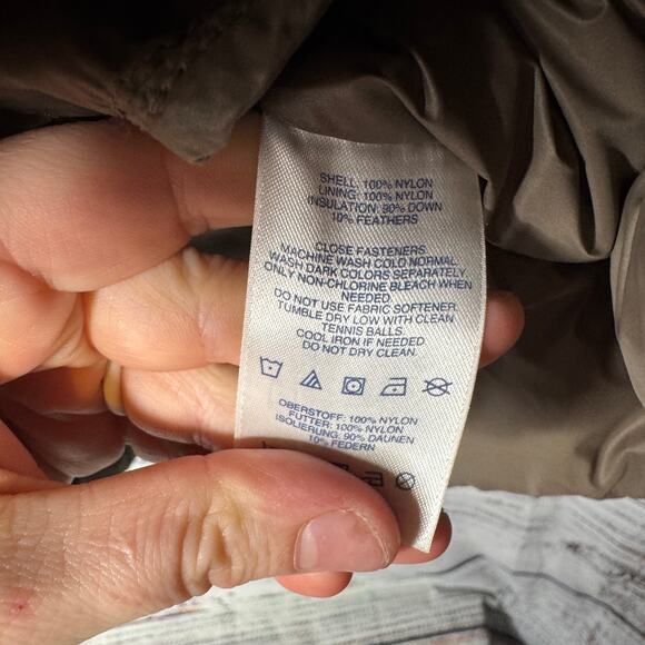 Lands’ End Women’s Lightweight Packable Down Puffer Coat S/P (6–8) Brown Taupe - Picture 3 of 6